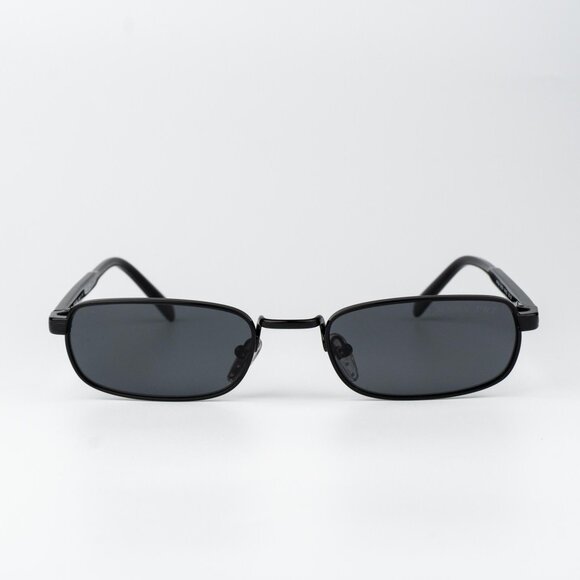 Prada Women Sunglasses Black Polarized Rectangle PRB54S 1AB5Z1 NEW AUTHENTIC - Picture 3 of 12